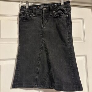 Miss Me Girls Size 14 Black Denim Skirt Repurposed From Skinny Jeans‎ JK8157S